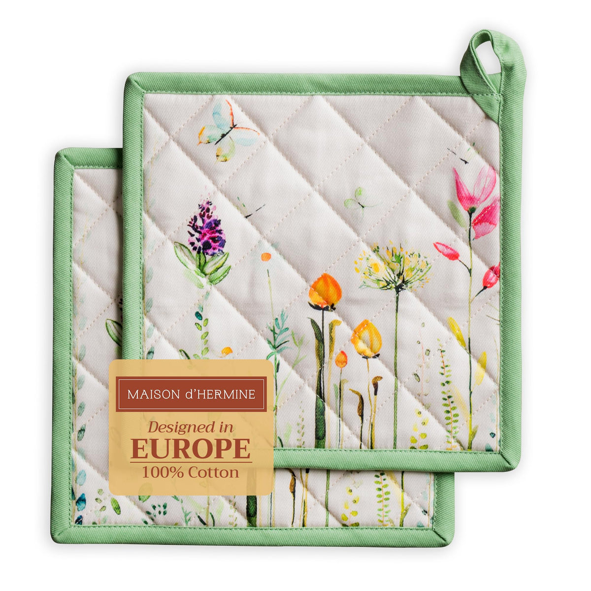 Maison d' Hermine manoplas cocina botanico-fresco, agarre seguro para platos calientes.
