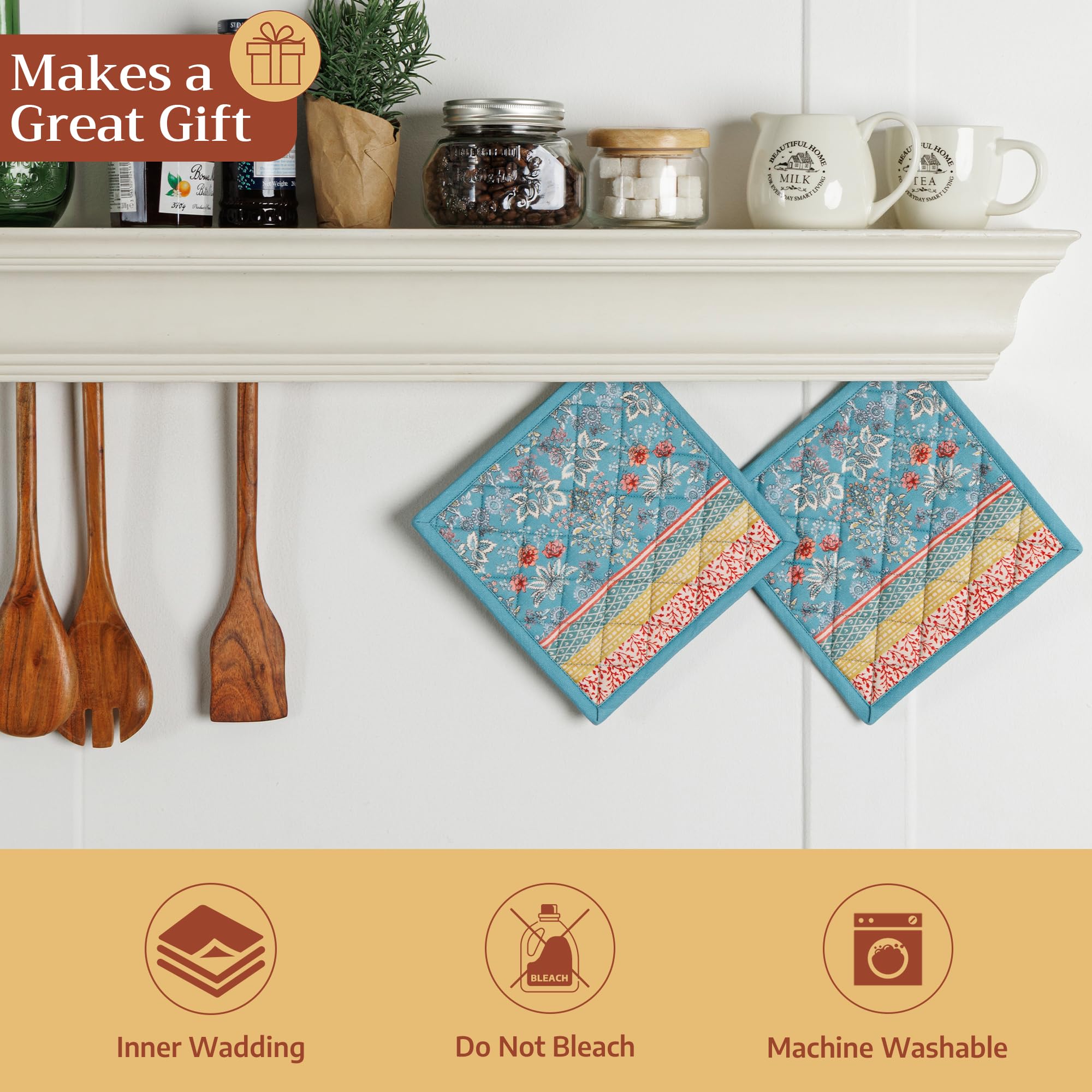 Maison d' Hermine manoplas con diseño europeo, añaden color y personalidad a la encimera.