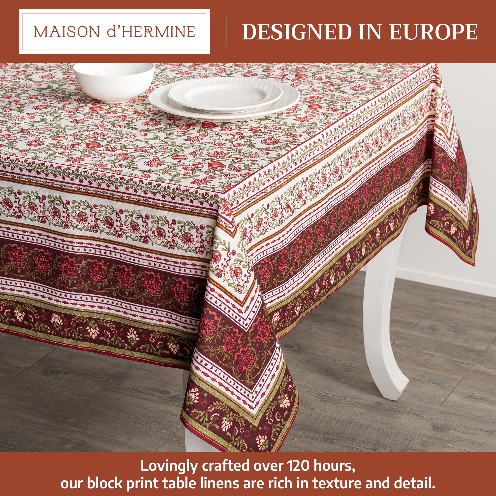 Mantel Maison d'Hermine con diseño de acuarela, aporta elegancia a la mesa.