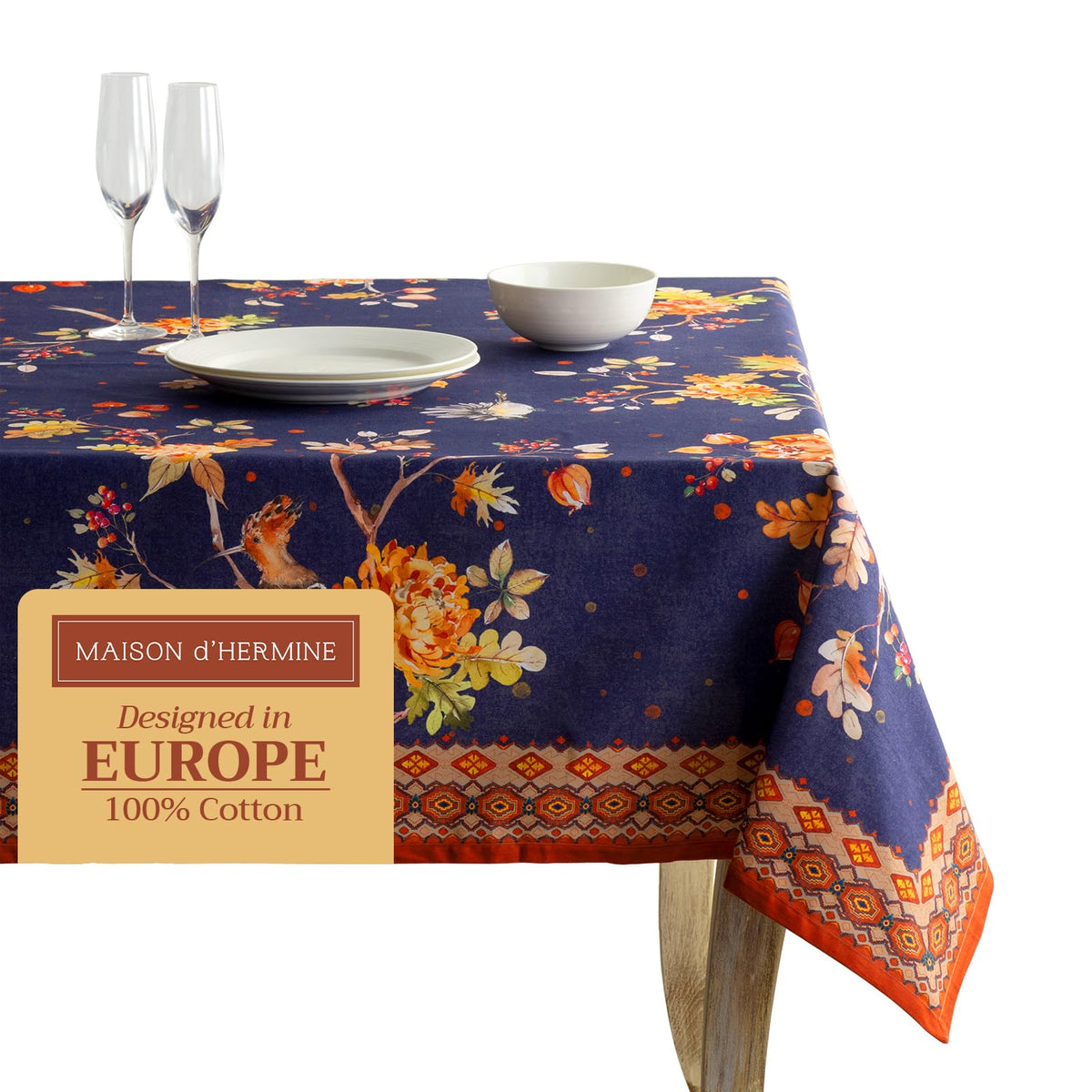 Mantel Maison d'Hermine con diseño acuarela europeo para mesa elegante