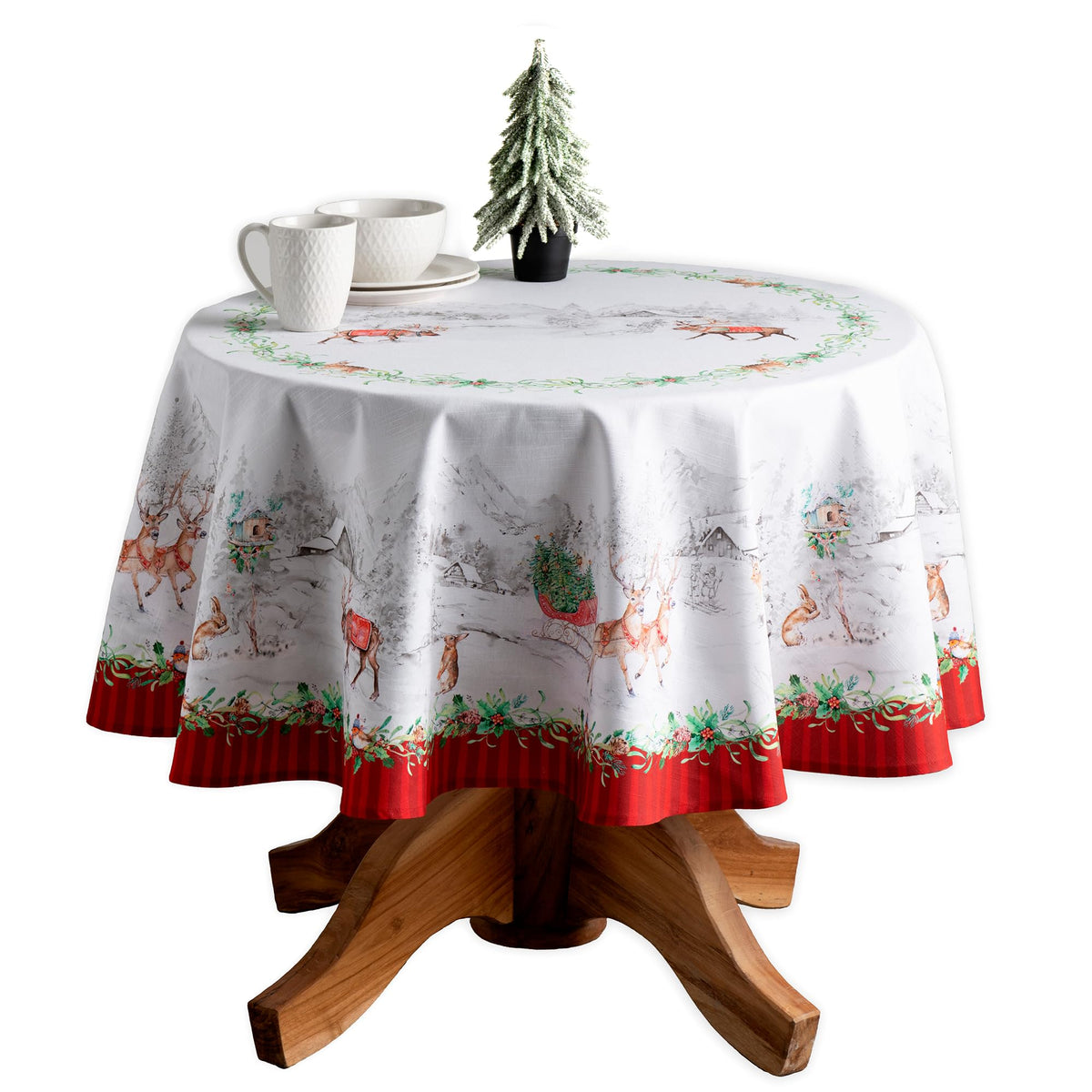 Mantel redondo Maison d'Hermine con arte acuarela para mesa elegante
