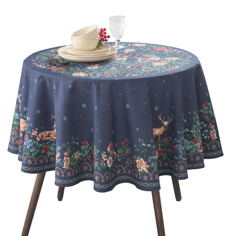 Mantel redondo Maison d' Hermine con acuarela europea para cenas elegantes.