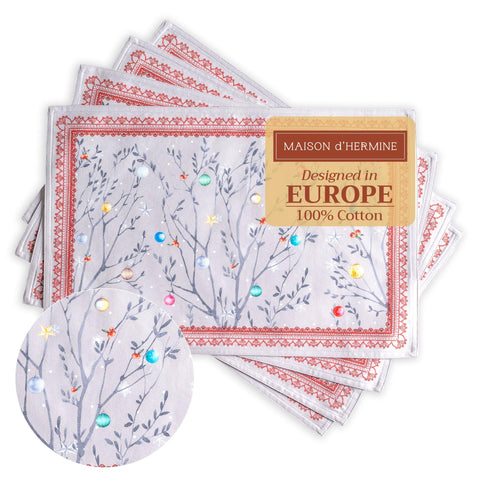 Manteles individuales Maison d'Hermine con acuarela europea para una mesa elegante.