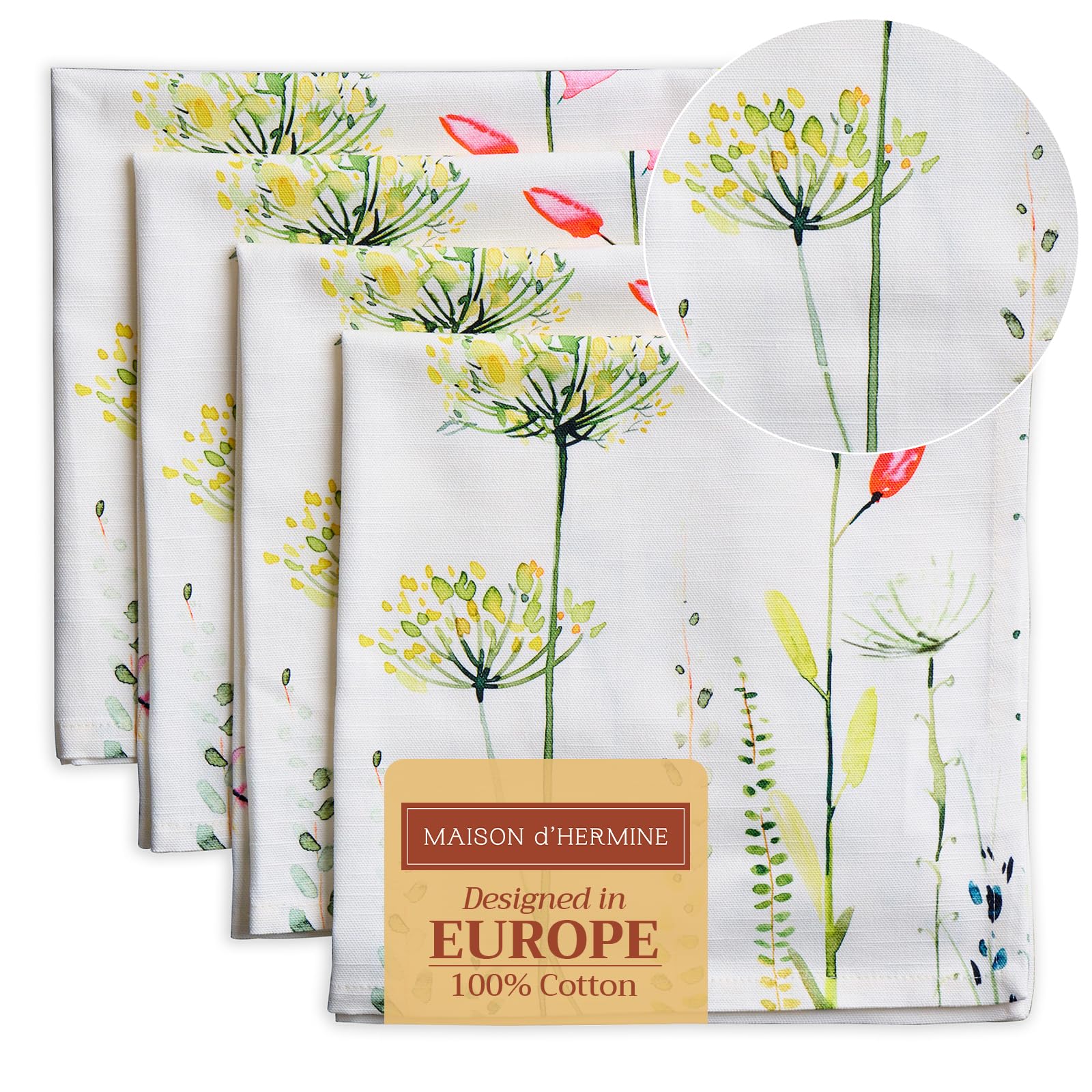 Servilletas de tela Maison d'Hermine 20x20 de algodón, ideal para uso diario.