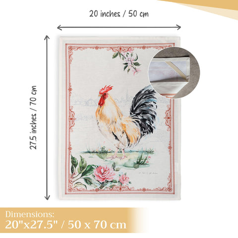 Detalle de motivo europeo en toalla Maison d' Hermine, aspecto artesanal en cocina