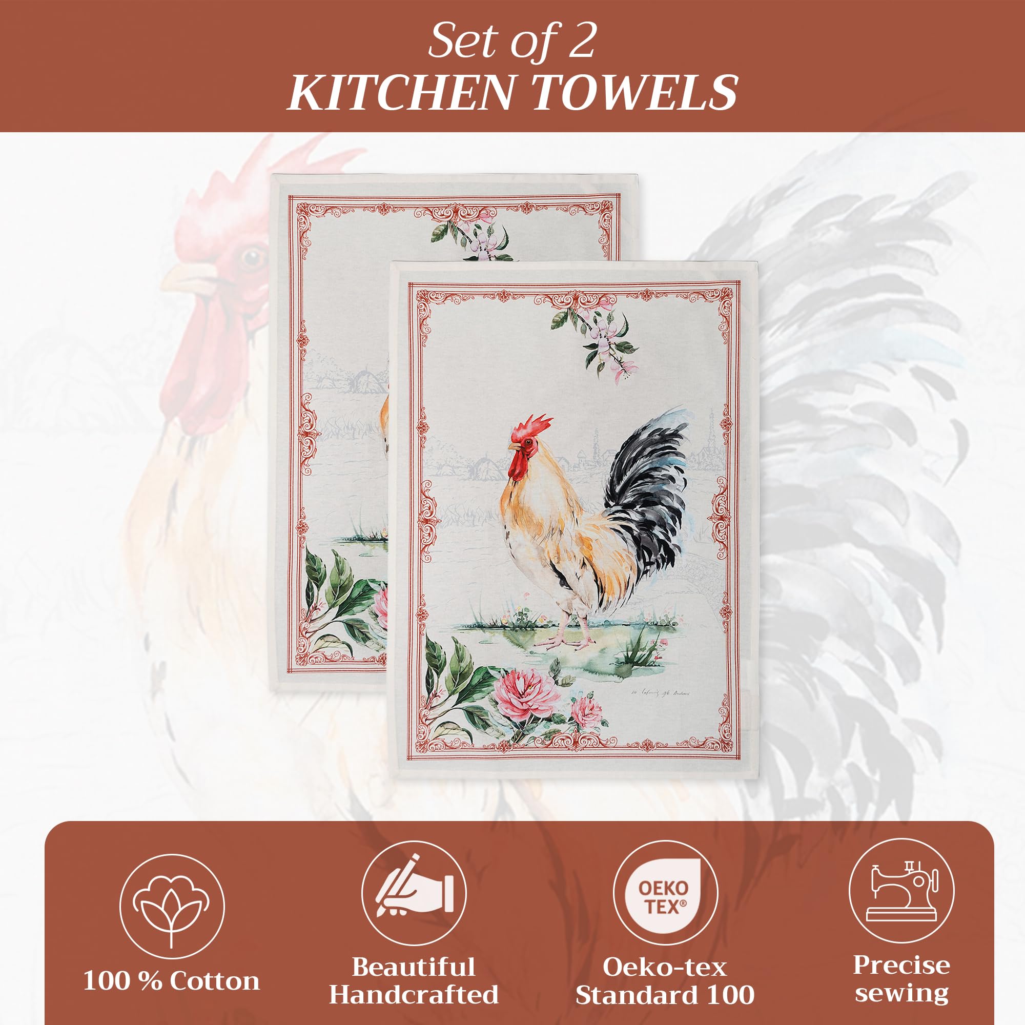 Maison d' Hermine toalla con motivo acuarela Coq, diseño europeo para cocina