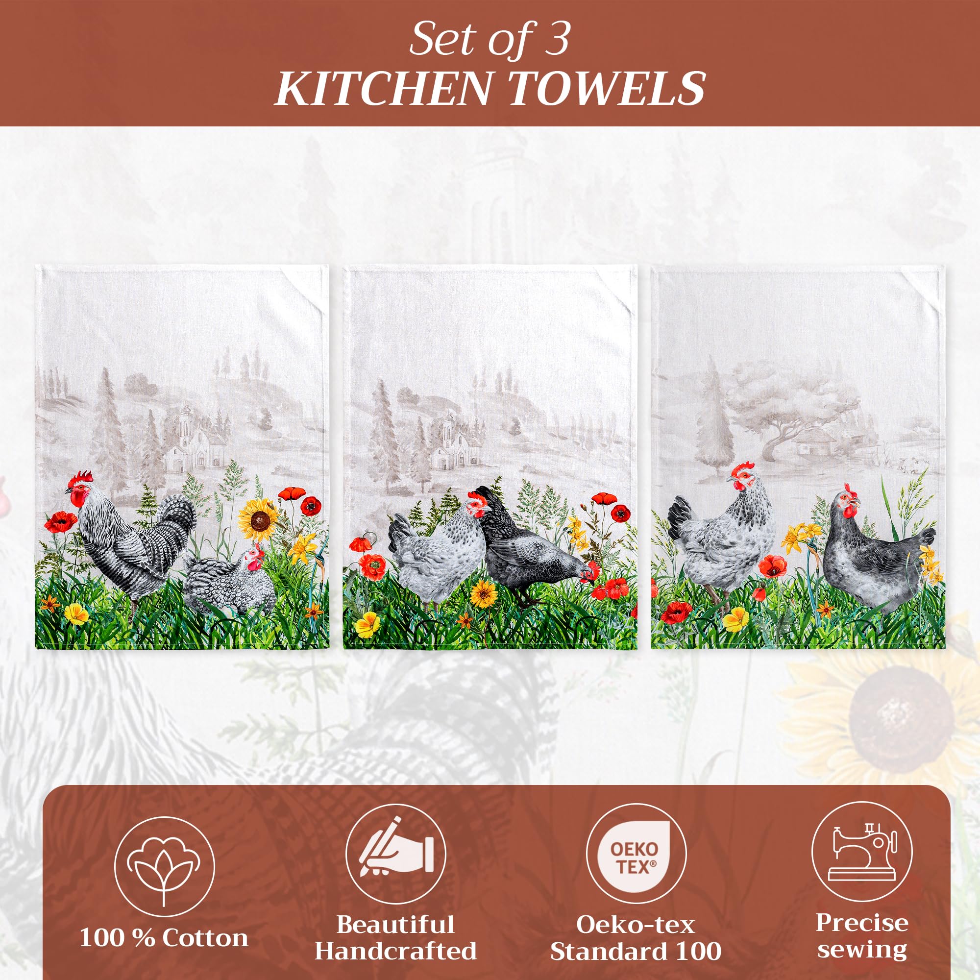 Toallas Maison d'Hermine diseño acuarela europeo para decorar la cocina