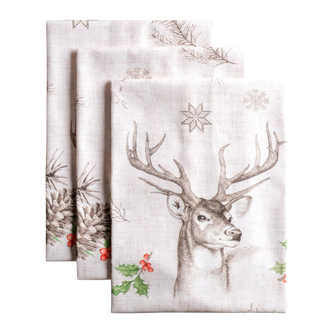 Toallas Maison d'Hermine, conjunto 3, diseño acuarela para decoración festiva en la cocina.