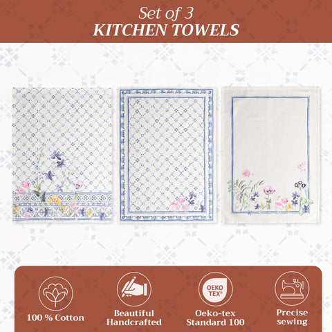 Toallas absorbentes Maison d'Hermine, diseño faience, útiles como toallas de bar o cocina decorativa