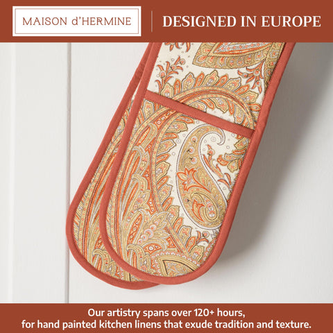Manoplas Maison d'Hermine diseño Kashmir Paisley para hornear con estilo y seguridad.