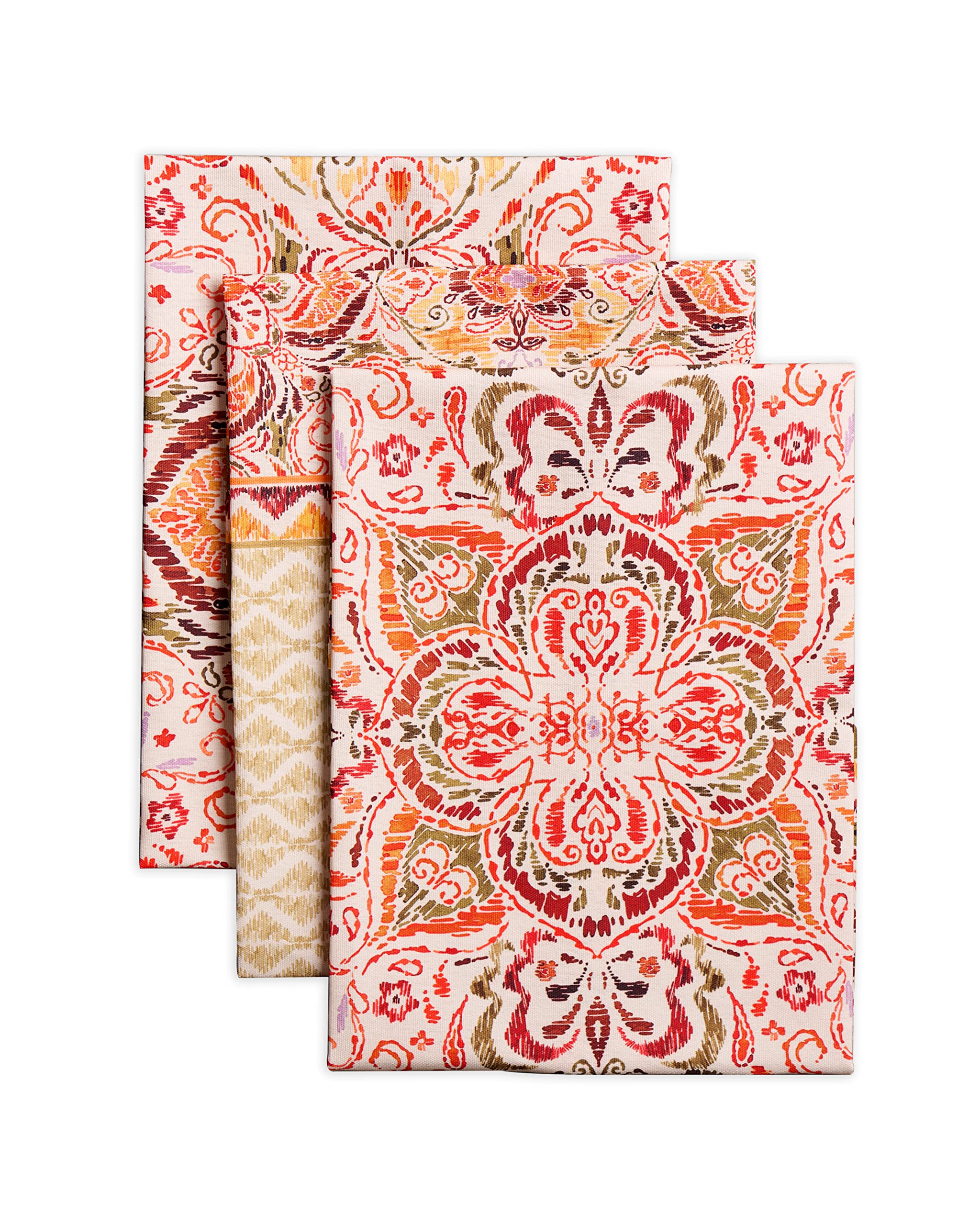 Maison d'Hermine: toallas de cocina damasco, juego de tres, decorativas y absorbentes.