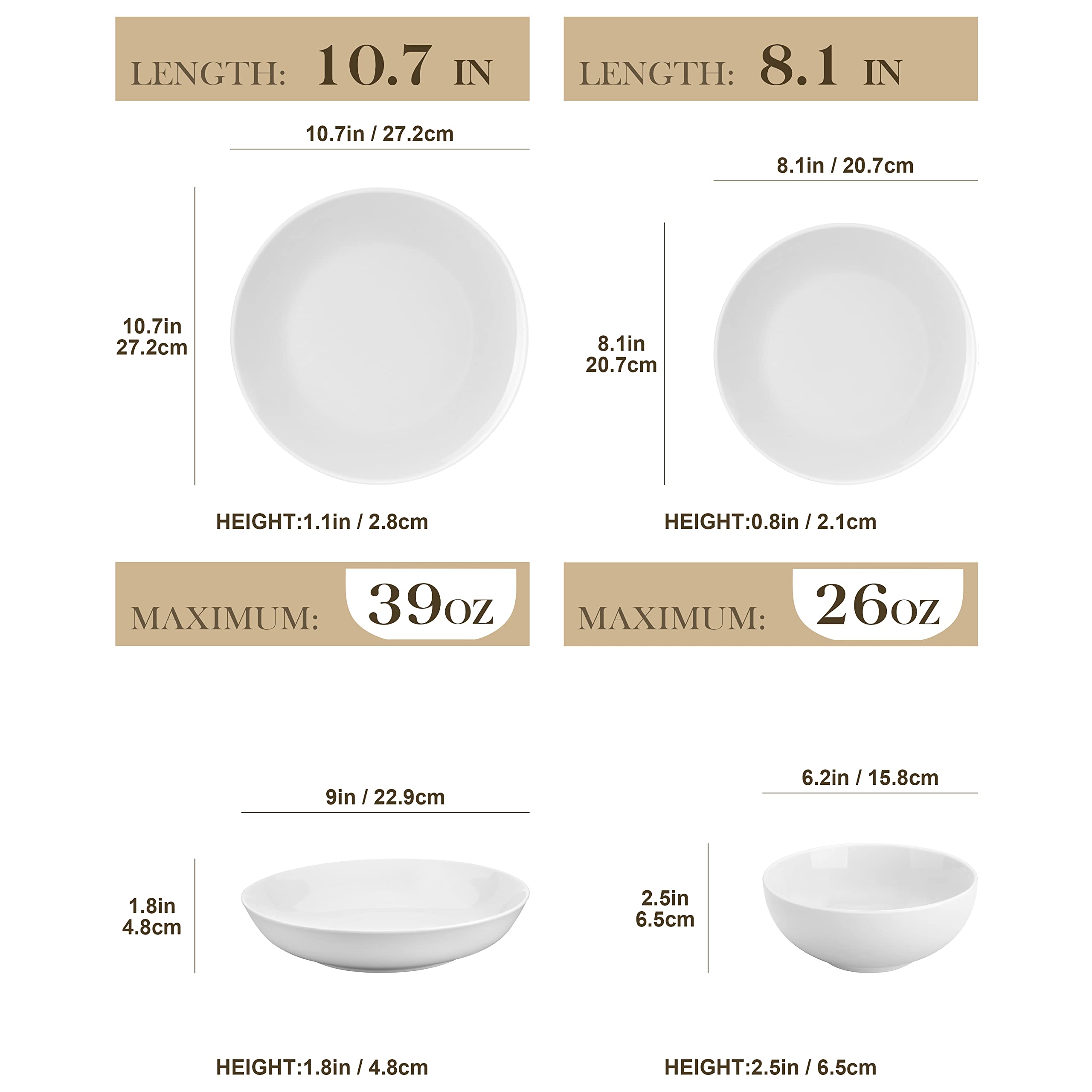 MALACASA Amelia: plato de postre 8 pulgadas, ideal para porciones equilibradas.