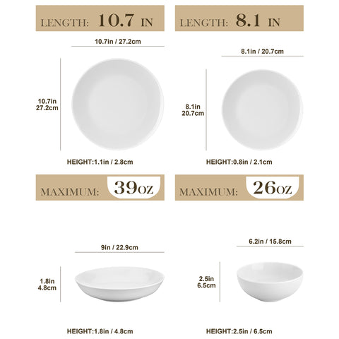 MALACASA Amelia: plato de postre 8 pulgadas, ideal para porciones equilibradas.