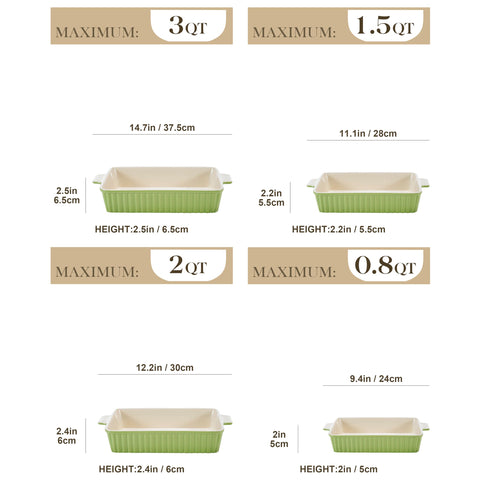 MALACASA bandeja de 14,7 pulgadas de porcelana verde, apta para horno y lavavajillas.