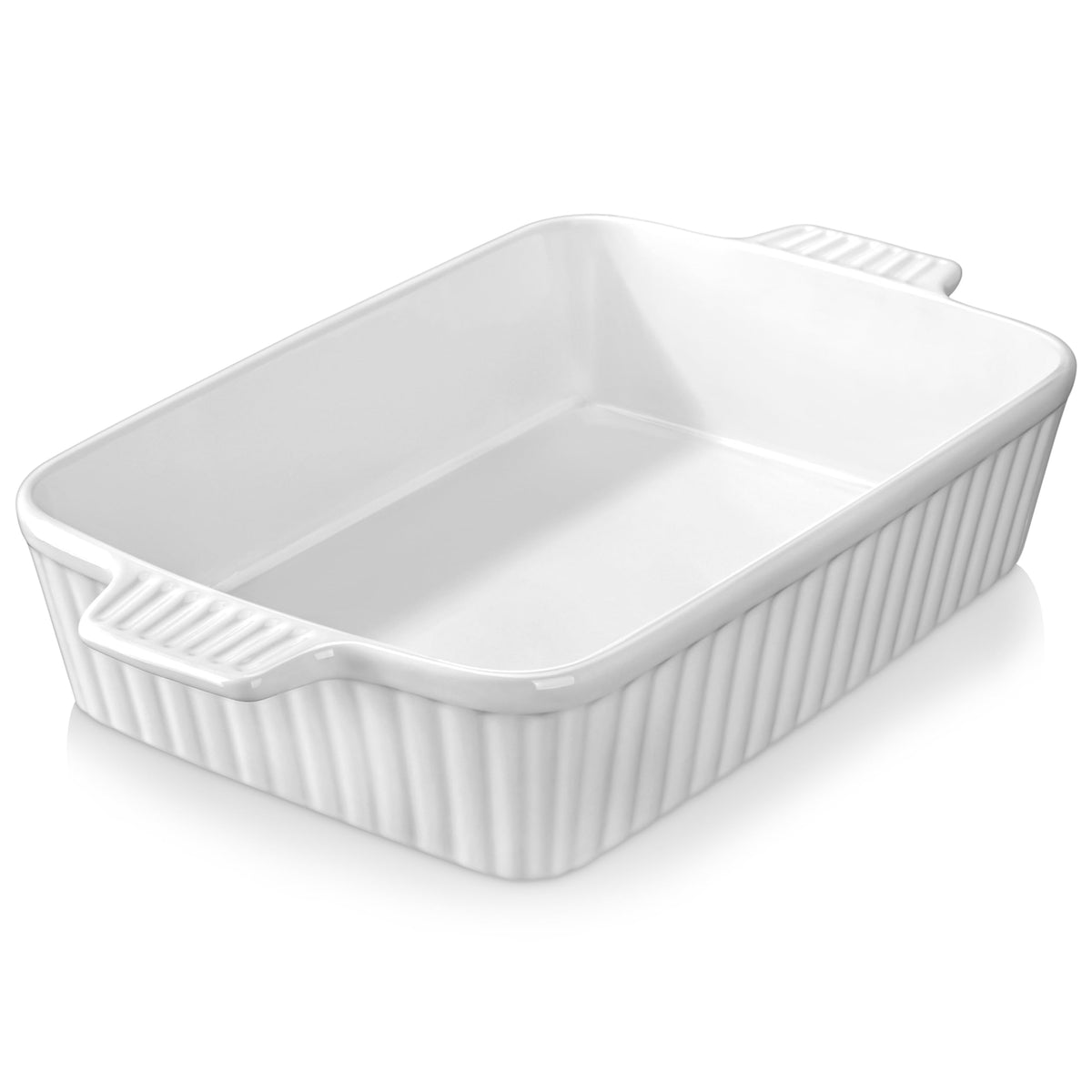 Bandeja MALACASA para hornear rectangular blanca, ideal para lasañas grandes