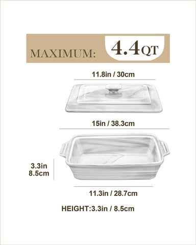 MALACASA bandeja lasagna 13x9 profunda con tapa para porciones generosas.