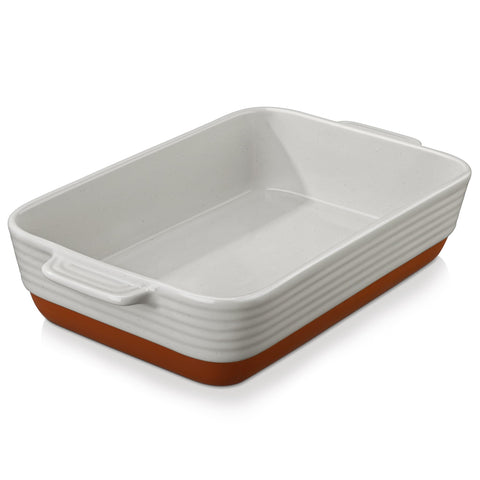 Bandeja MALACASA para lasaña en cerámica gris, vista superior para hornear.
