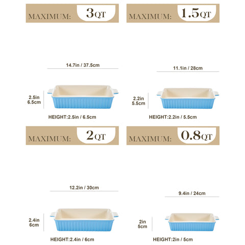 MALACASA bandeja rectangular azul 12-2 pulgadas, fácil de servir porciones medias