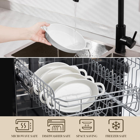 Conjunto de bandejas MALACASA cerámicas oval apilables para ahorro de espacio.