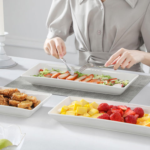 Bandeja de cerámica MALACASA, diseño clásico para servir verduras asadas.