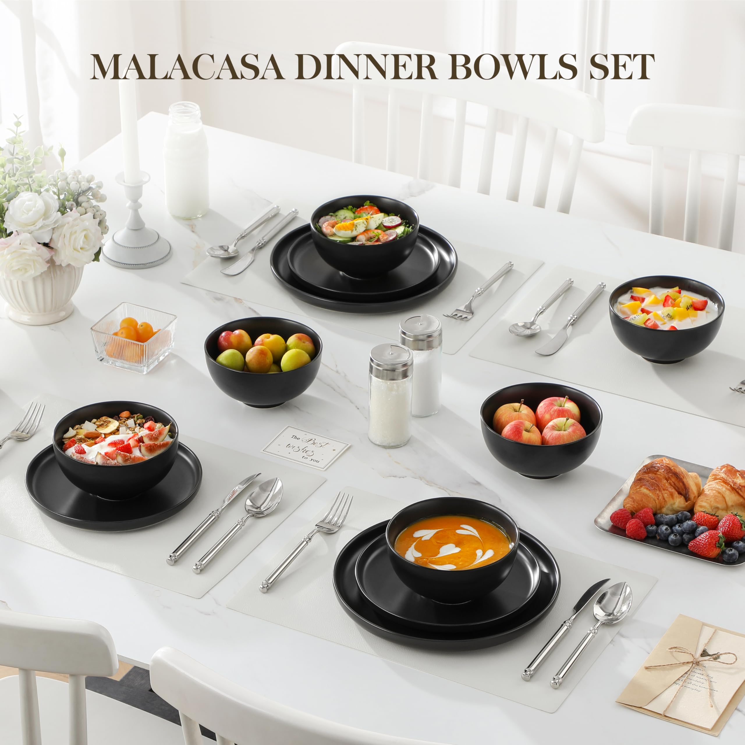 MALACASA bol 26 oz, compacto y apilable para ahorro de espacio