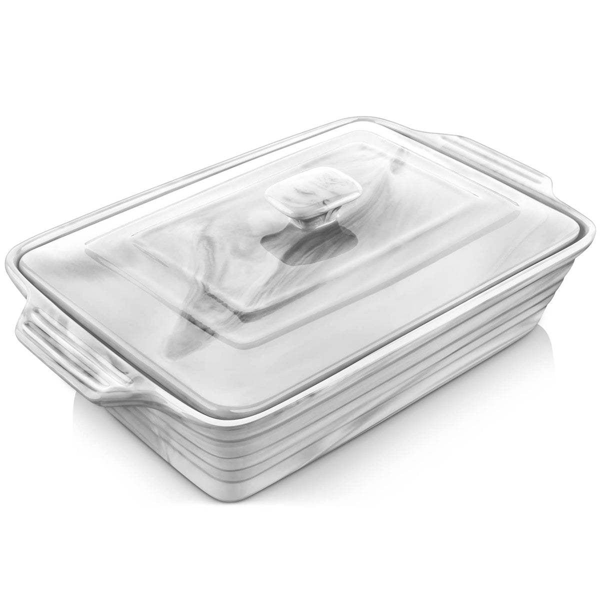 MALACASA cazuela grande con tapa cerámica, apta para horno y mantiene la comida caliente.