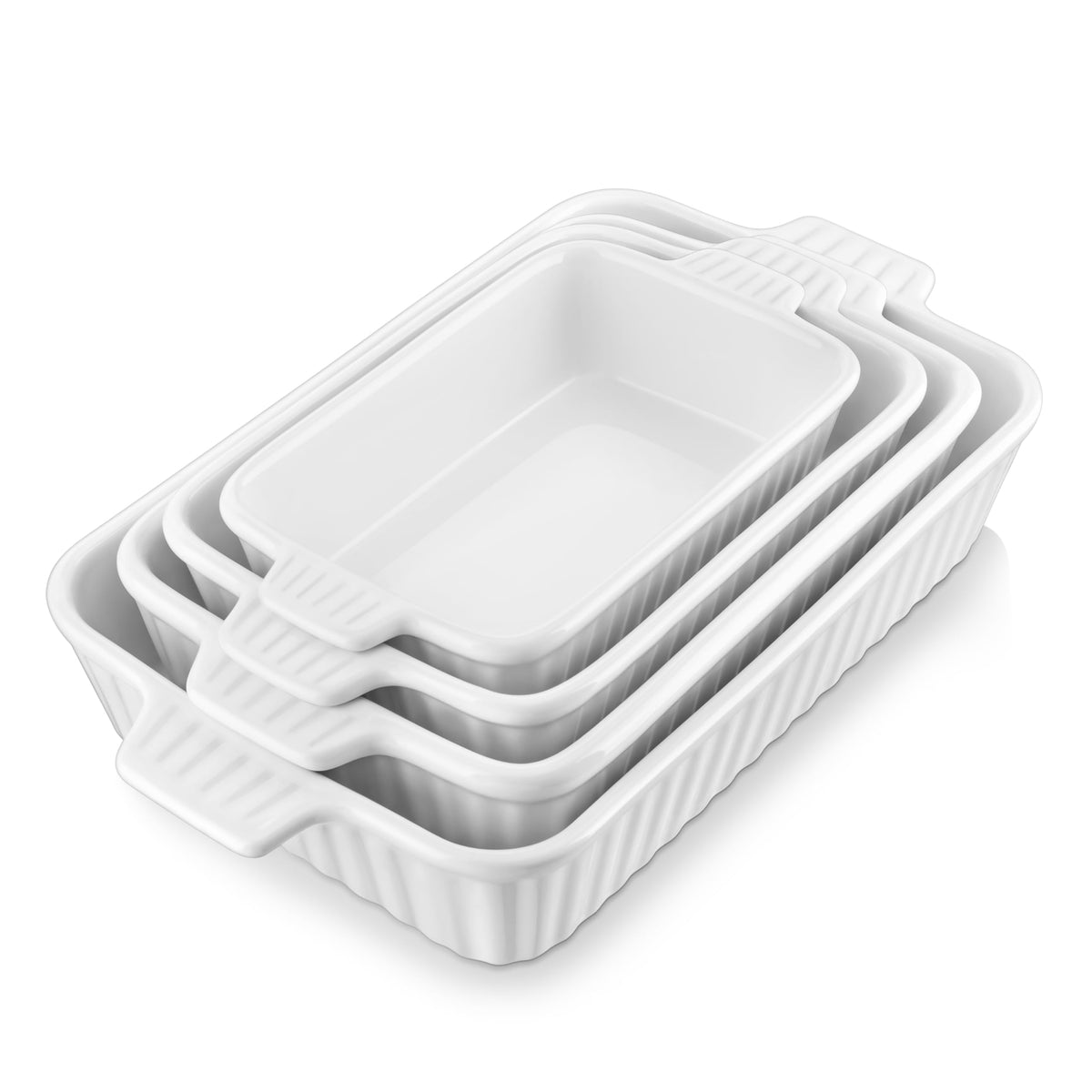 MALACASA cazuelas rectangulares para horno, conjunto de 4 piezas, horneado uniforme