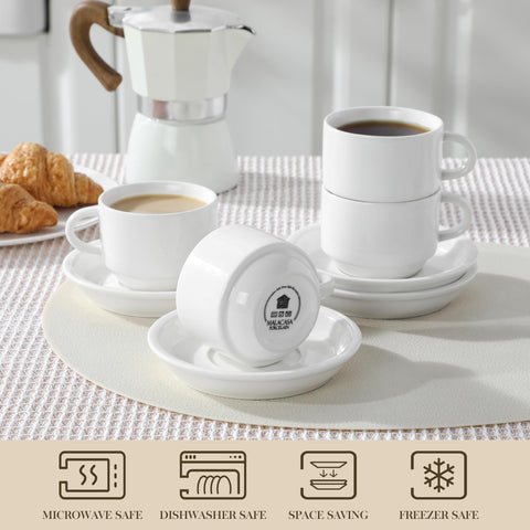 Conjunto MALACASA de 4 tazas y platillos, ideal para compartir.