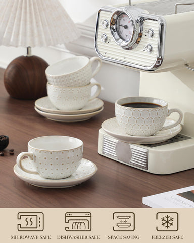 Conjunto MALACASA moderno de 4 tazas y 4 platillos