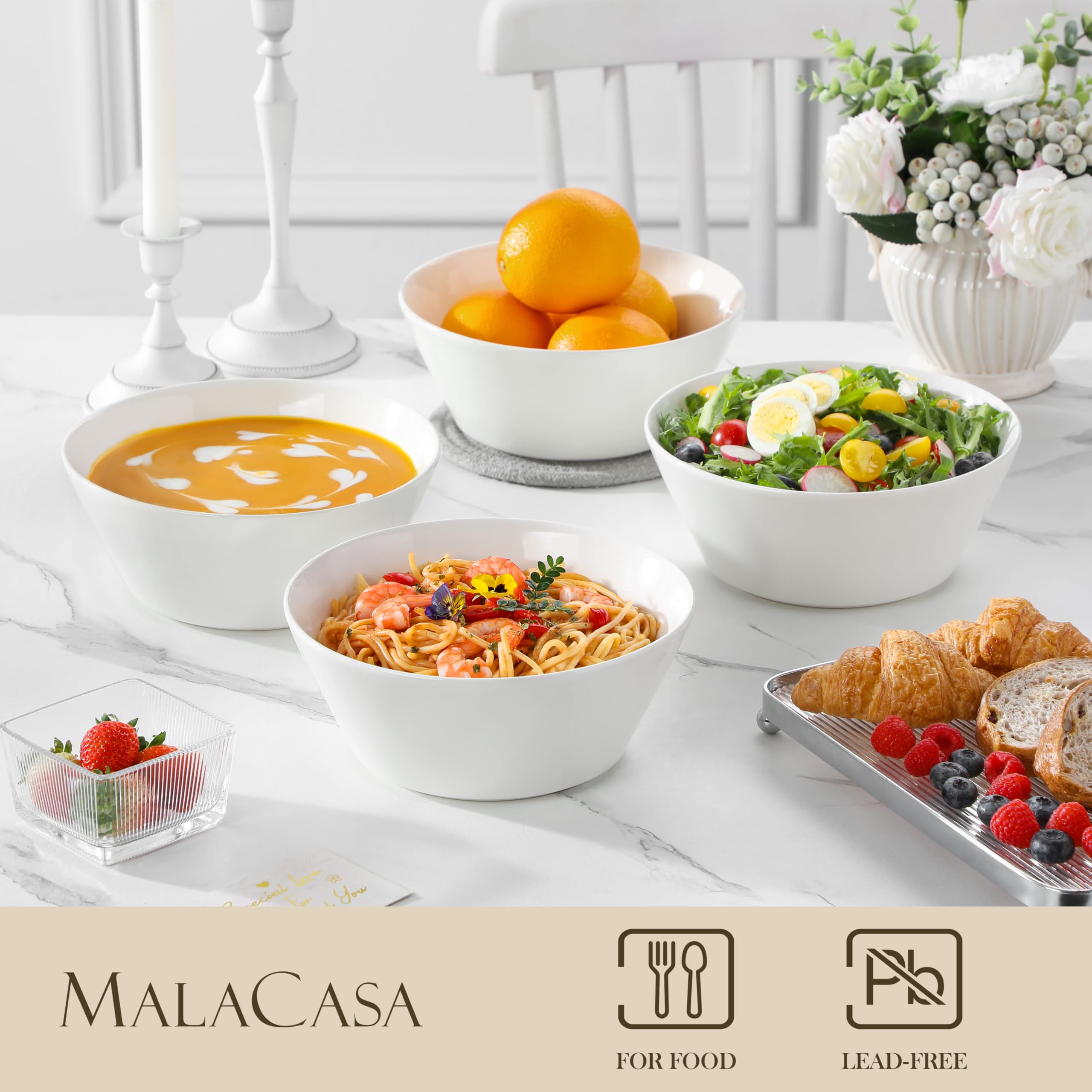 MALACASA cuencos de 60 oz aptos para microondas y lavavajillas.
