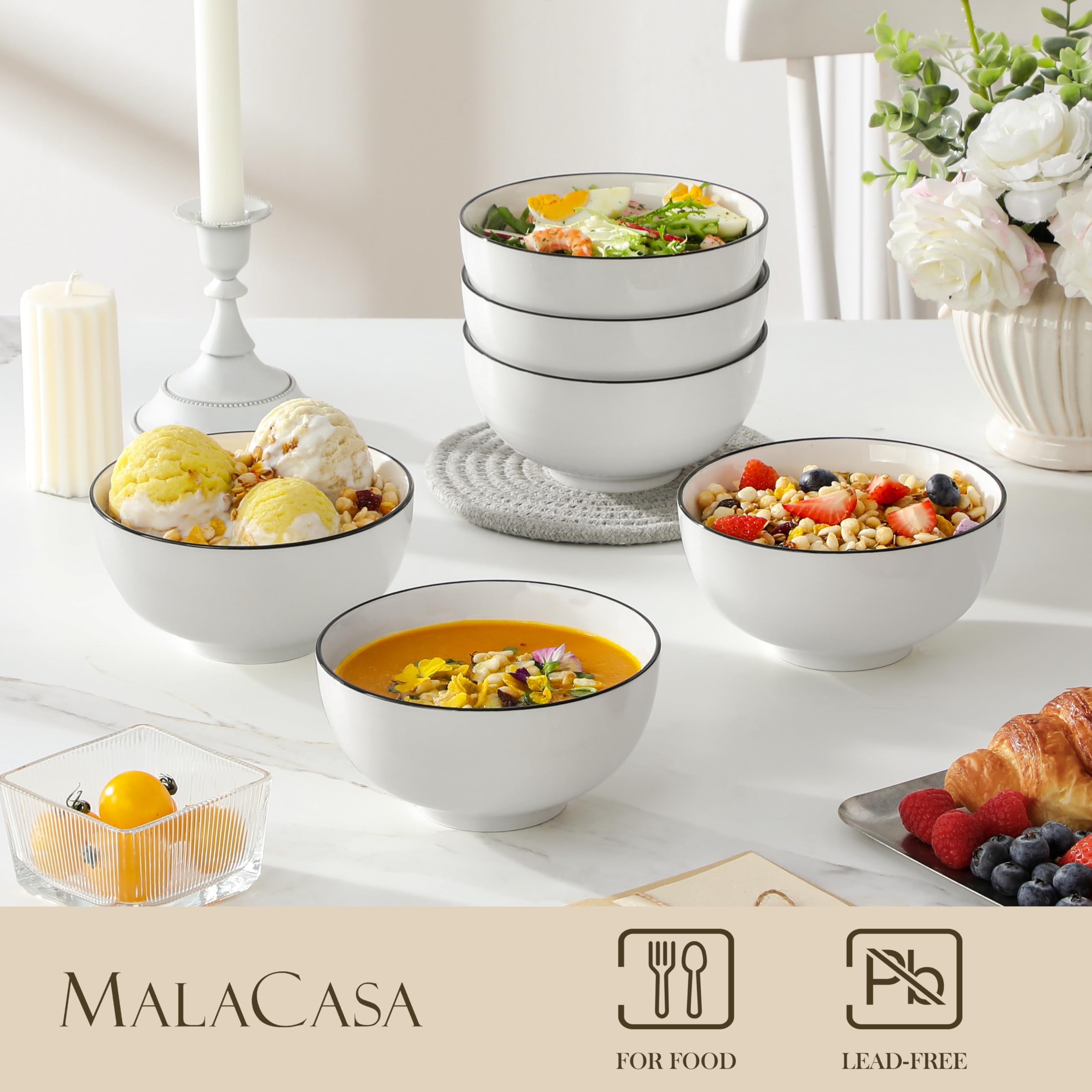 MALACASA: cuenco cerámico 26 onzas con interior brillante para comidas diarias.