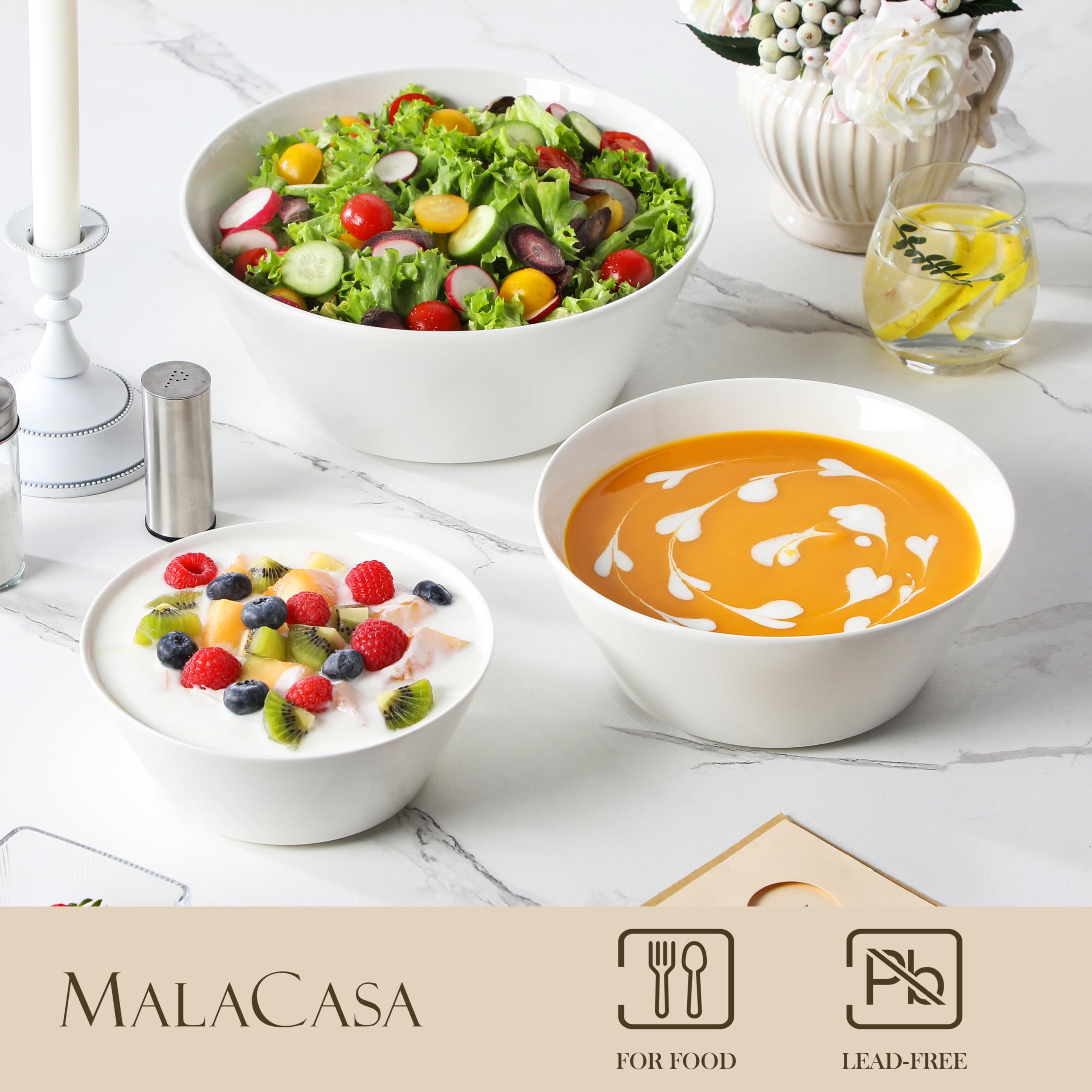 MALACASA cuenco de 35 oz para cereales, sopas o postres, uso diario