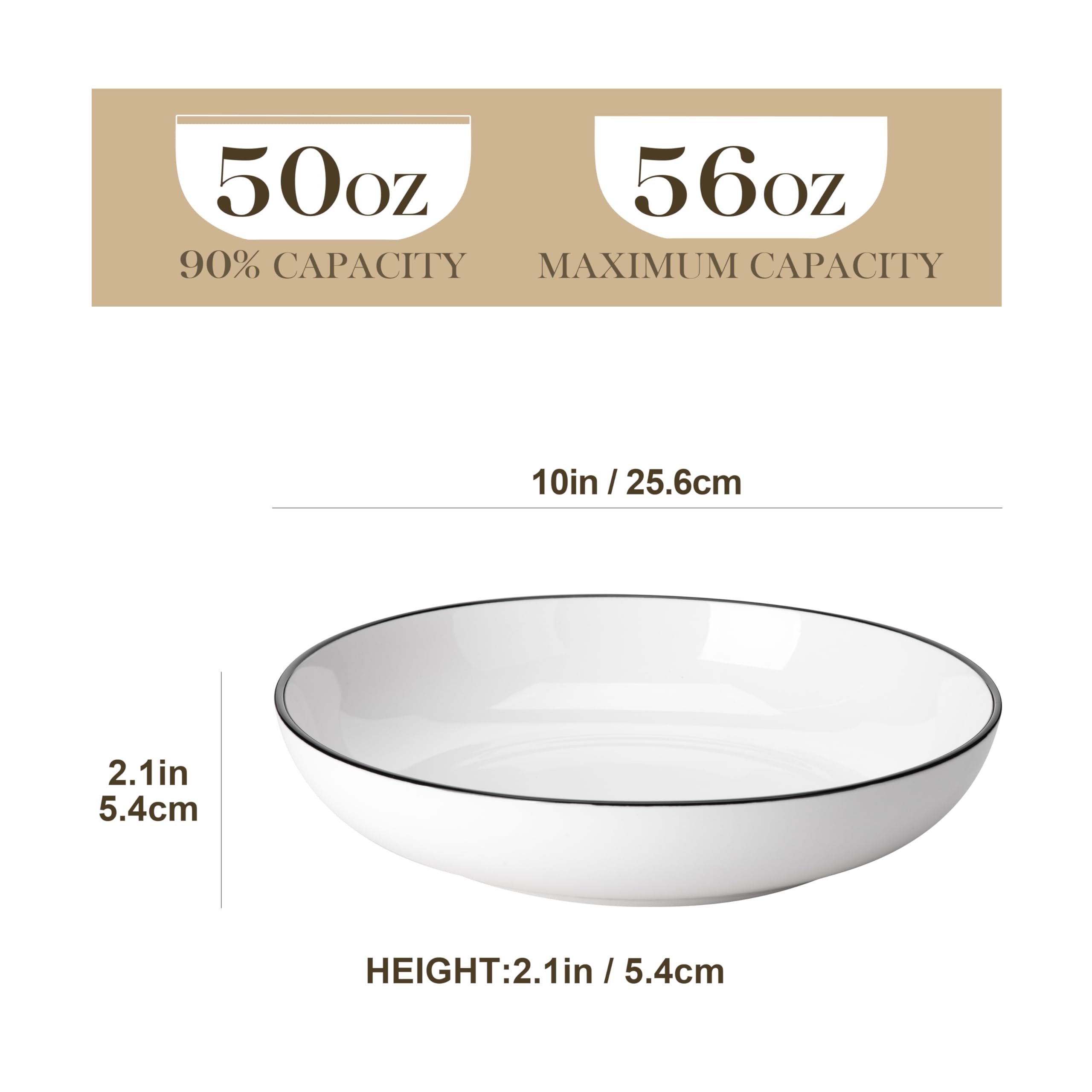 Ensaladera MALACASA blanca con borde negro para servir ensaladas con estilo.