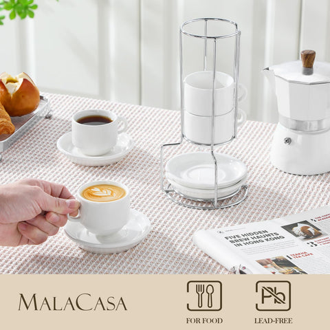 Conjunto MALACASA de 4 tazas espresso, perfecto para compartir café.