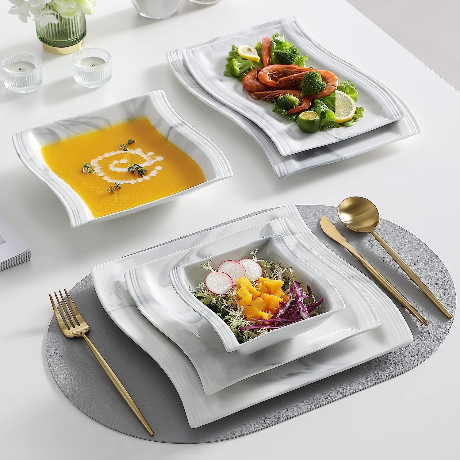 MALACASA Flora: bandeja rectangular 11 pulgadas para servir aperitivos y acompañamientos.