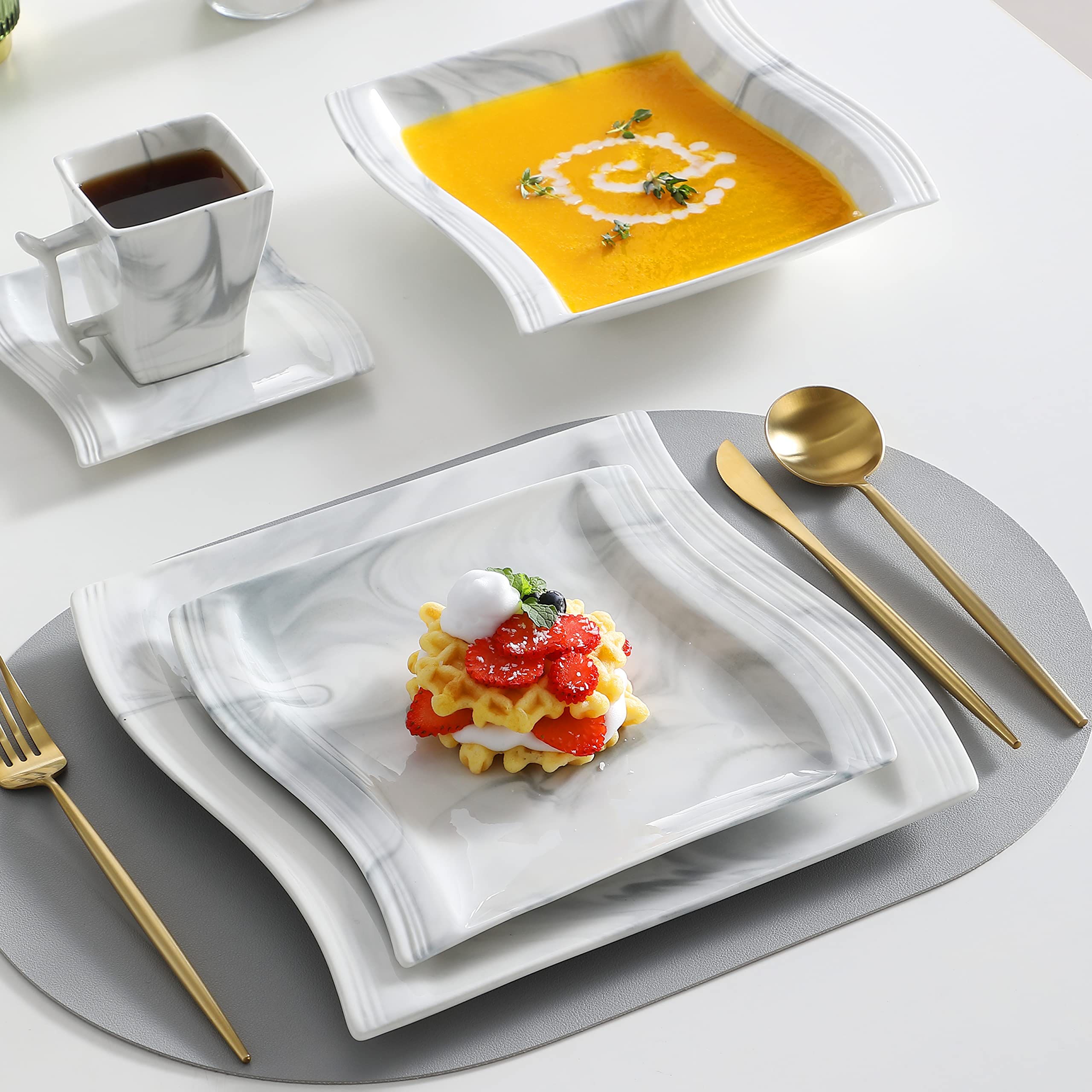 MALACASA Flora platillo para completar el juego, mármol gris
