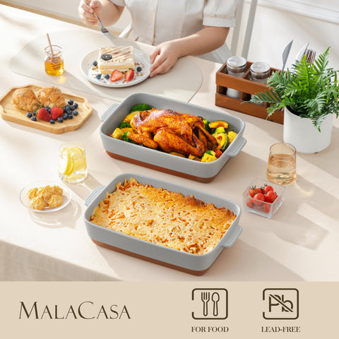 Bandeja cerámica MALACASA de fondo profundo, ideal para porciones grandes.