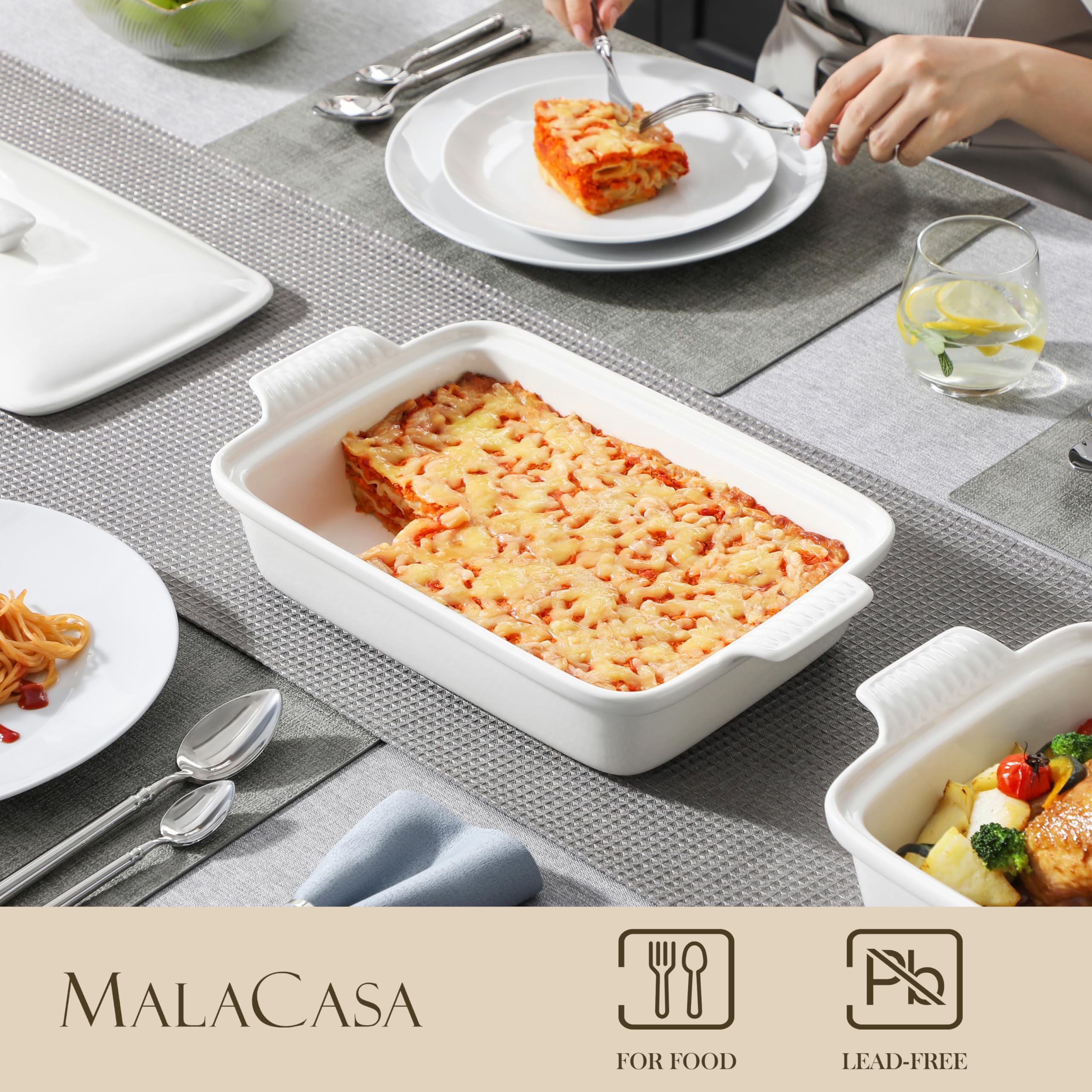 Lasaña MALACASA pan profundo 3.4qt con tapa para porciones grandes