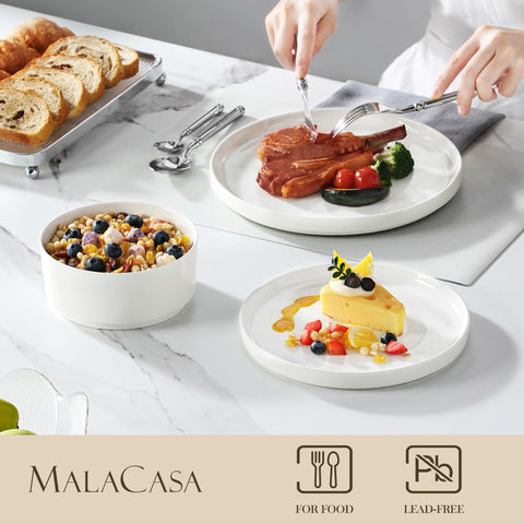 MALACASA Leah plato ensalada 8-25 pulgadas, plano y resistente para porciones frescas