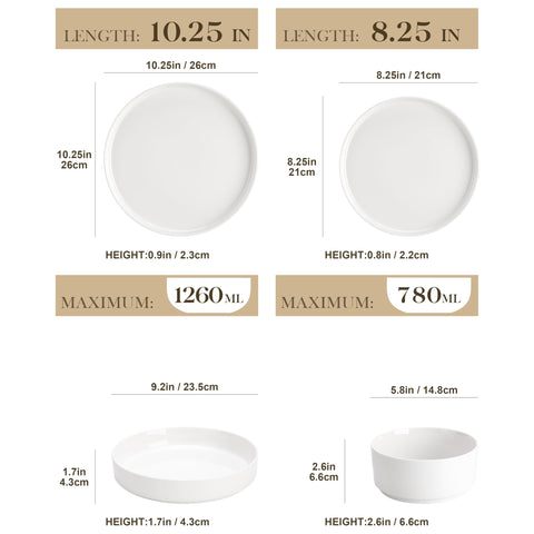 MALACASA LEAH, plato de ensalada 8-25'', diseño elegante para comidas diarias