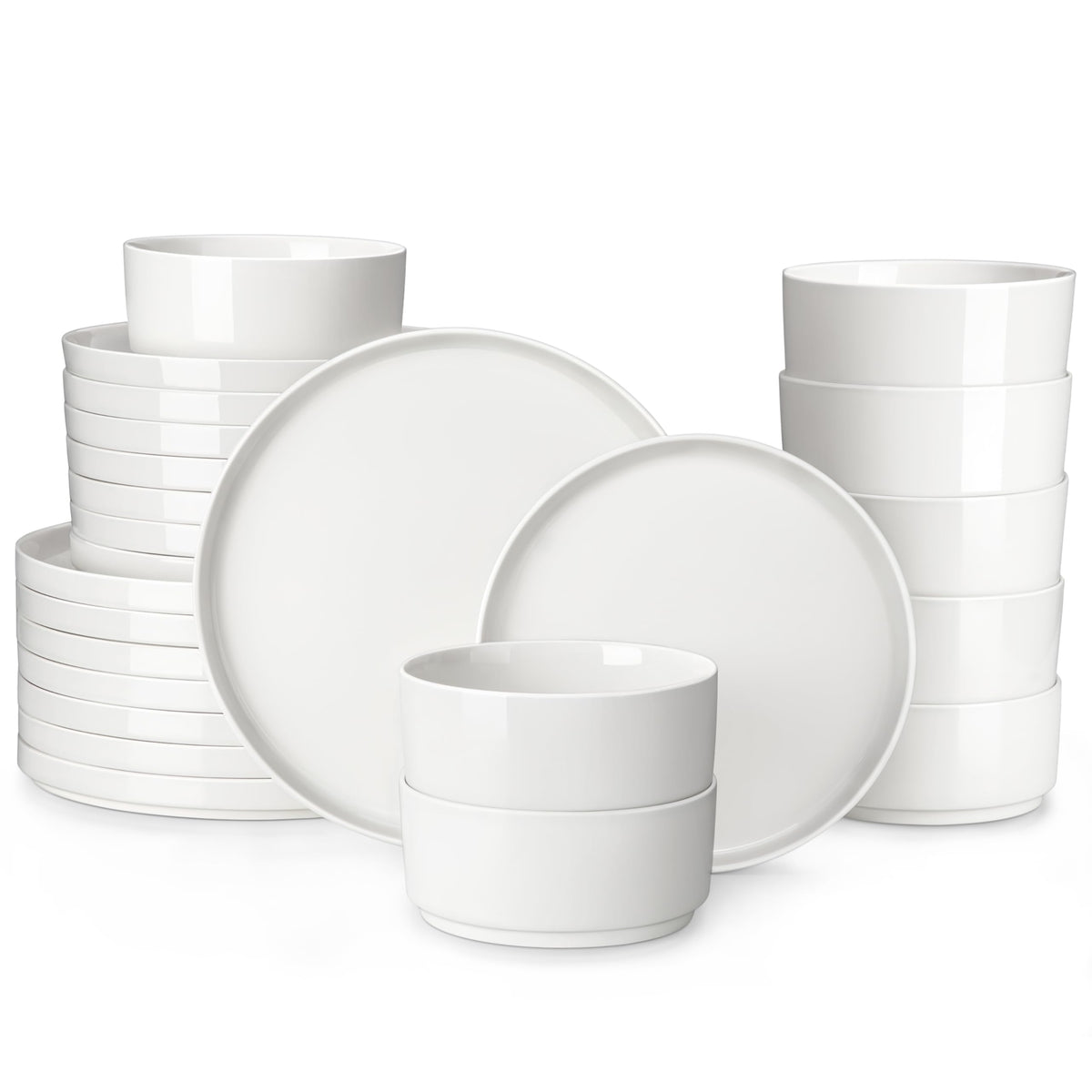 MALACASA Leah: platas de cena en blanco, presentación limpia y moderna para la mesa.