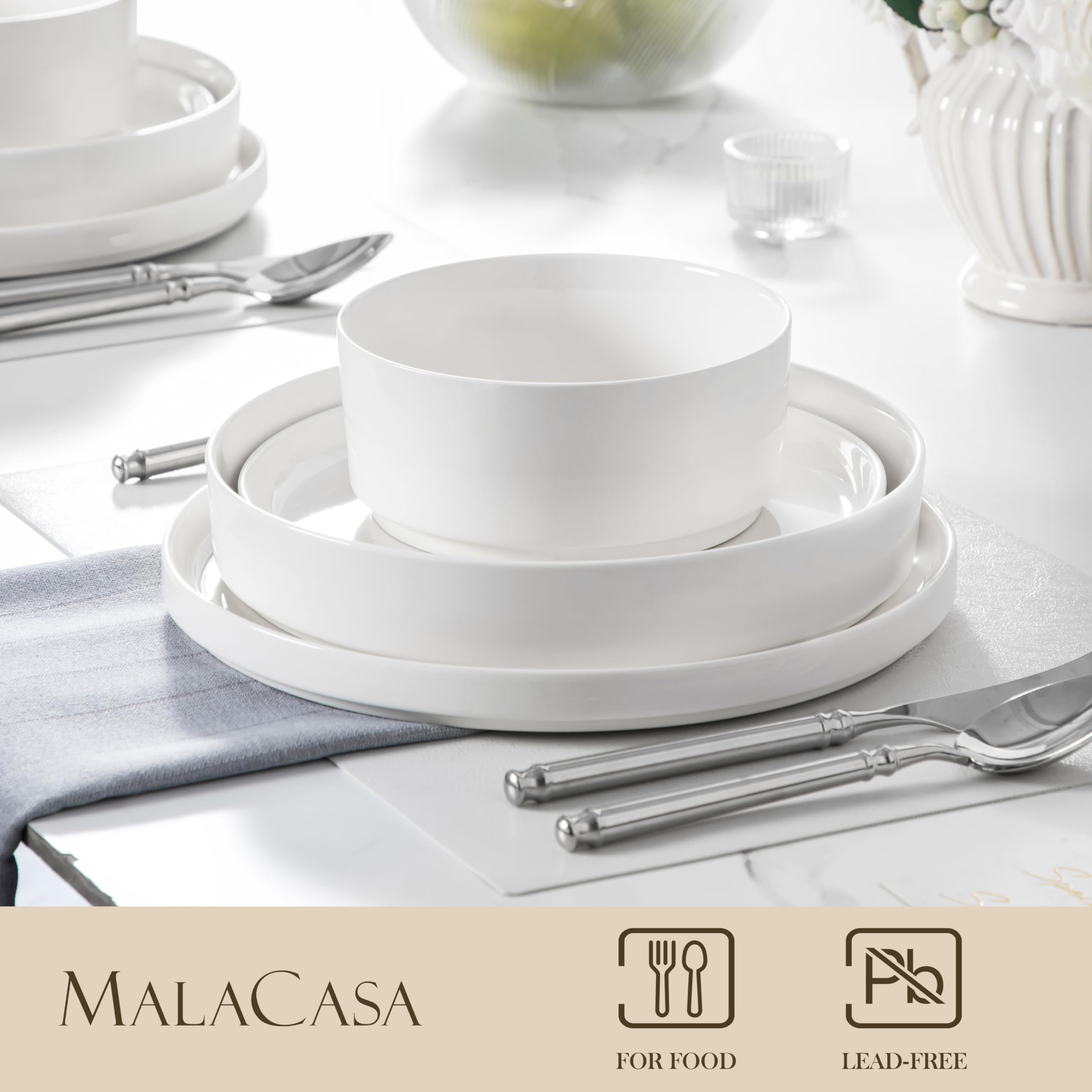 MALACASA LEAH, tazón pasta 42 oz, superficie lisa para presentaciones