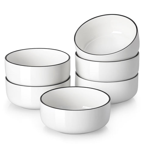 MALACASA LUNA: conjunto de 6 tazones blancos para desayunos y cereales.