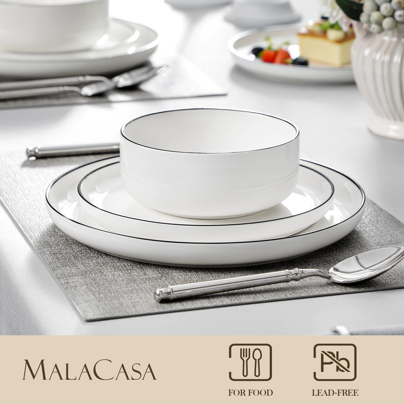 Vajilla MALACASA LUNA, cuenco desayuno 26 oz, ideal para cereales y sopas.