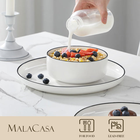 MALACASA Luna tazón cereal 26 onzas, acabado blanco, perfecto para desayunos
