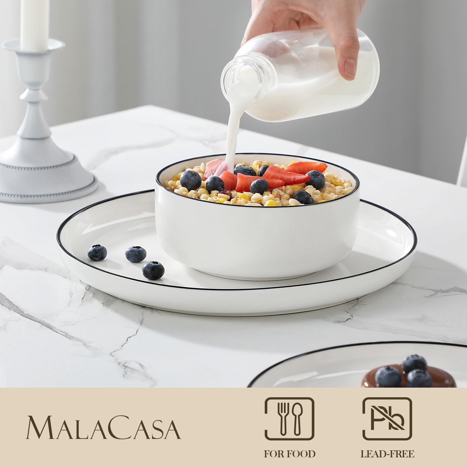 MALACASA Luna, tazones de 26 onzas, ideales para cereales o sopas.