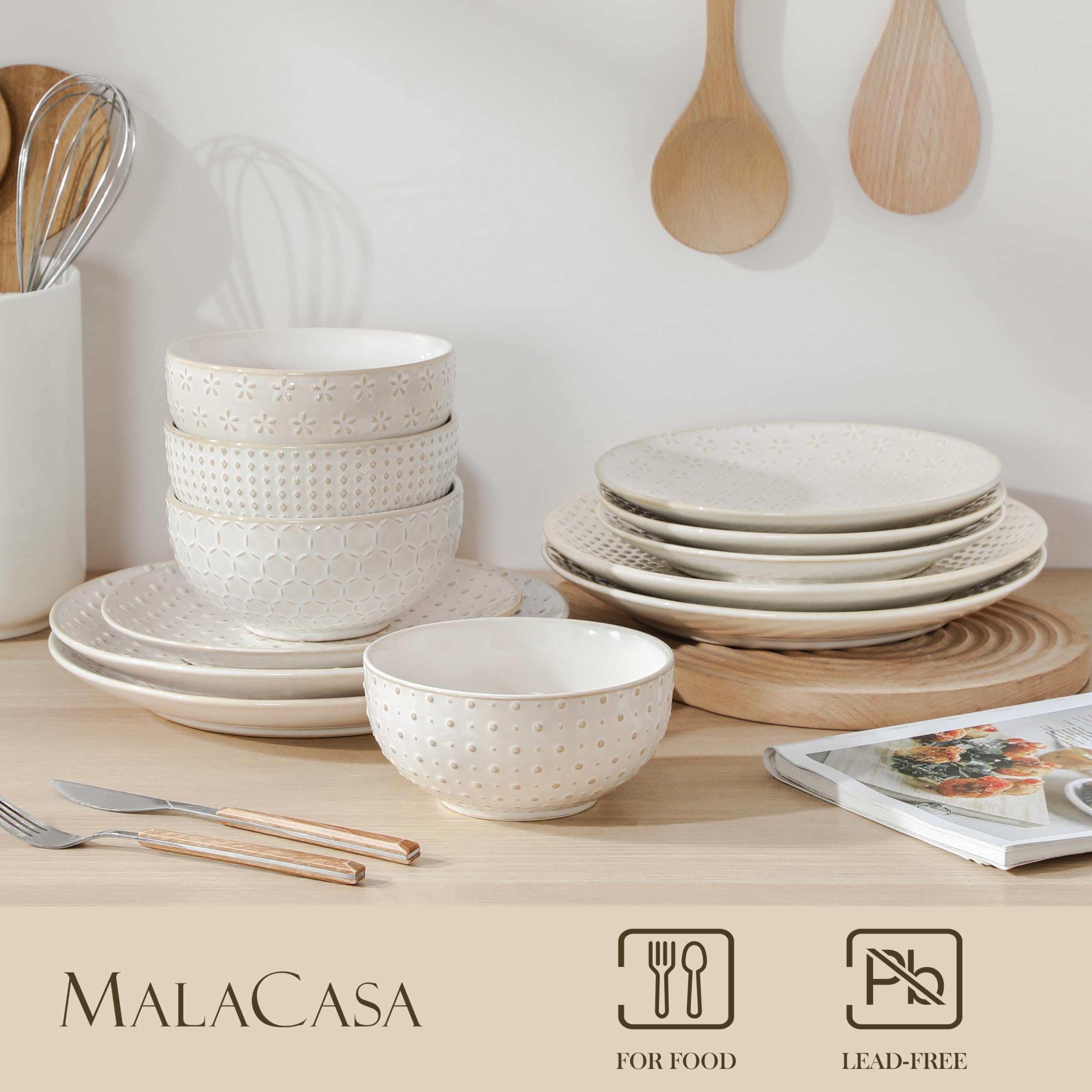 MALACASA LYDIA: diseño con relieve y glaseado blanco.