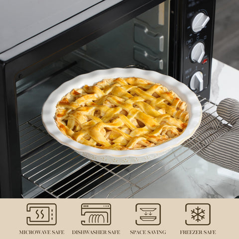 Malacasa Lydia Pie Pan con distribución de calor uniforme para hornear tartas doradas.