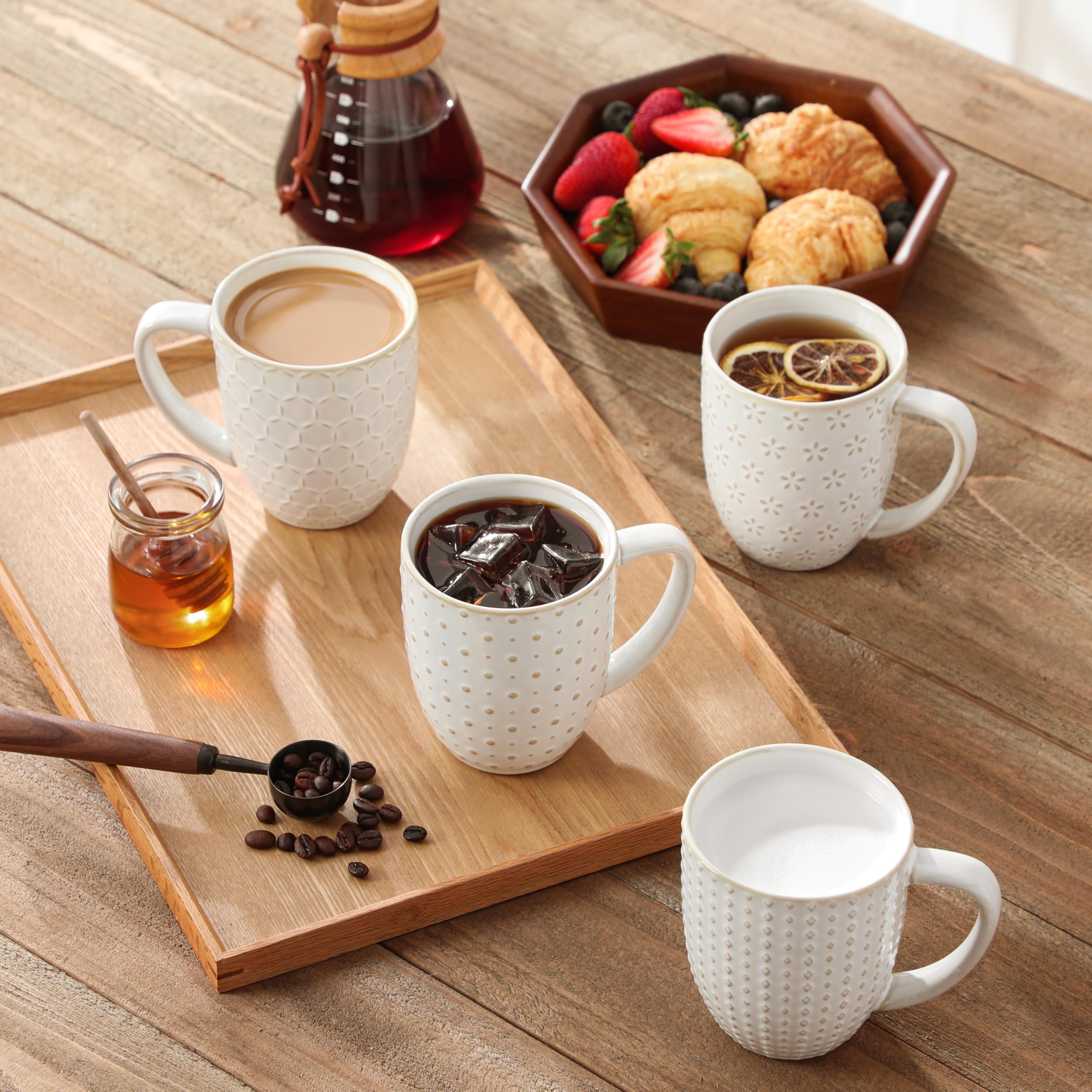 MALACASA Lydia: taza blanco brillante para cualquier mesa
