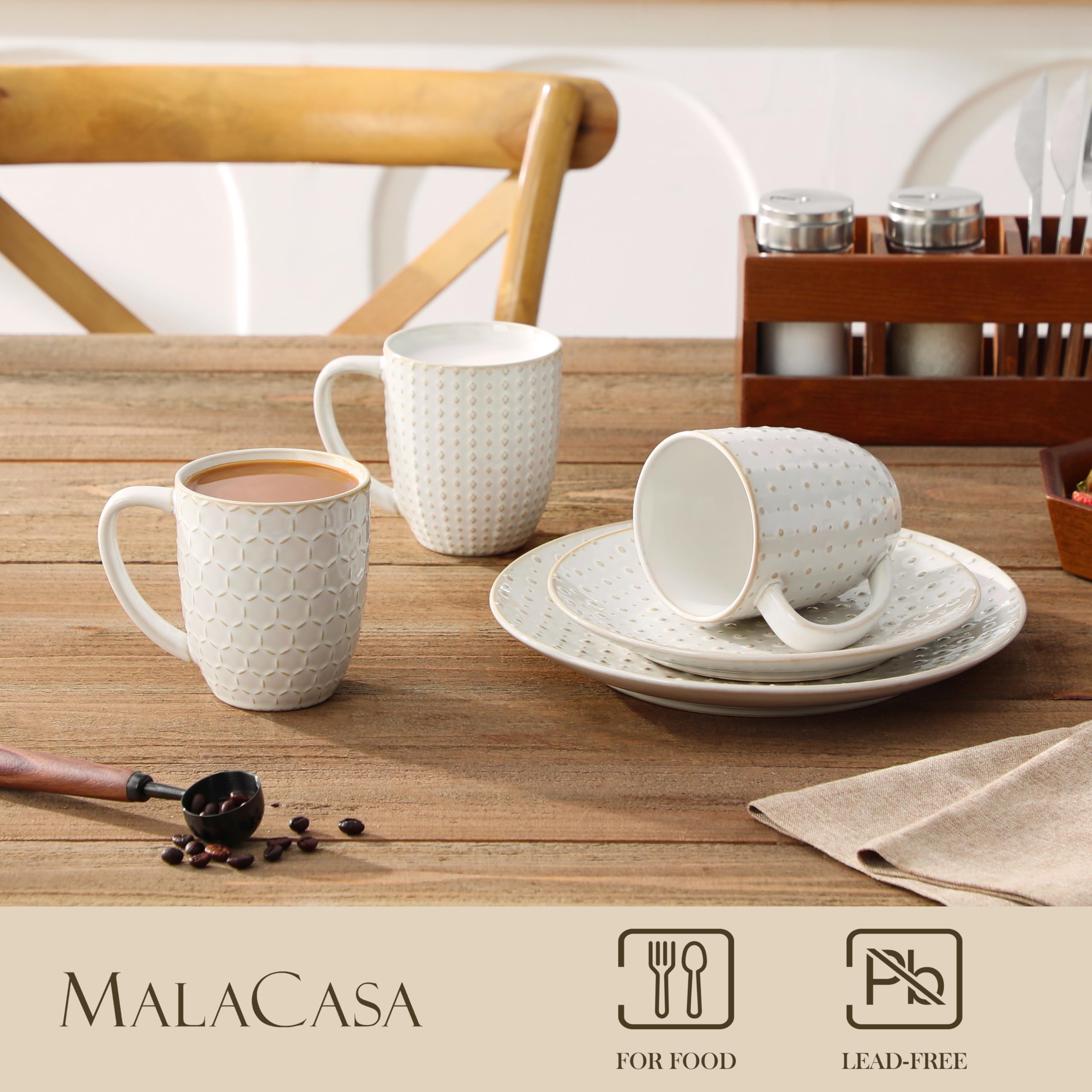 MALACASA Lydia: taza con relieve-diseño 3 con textura premium